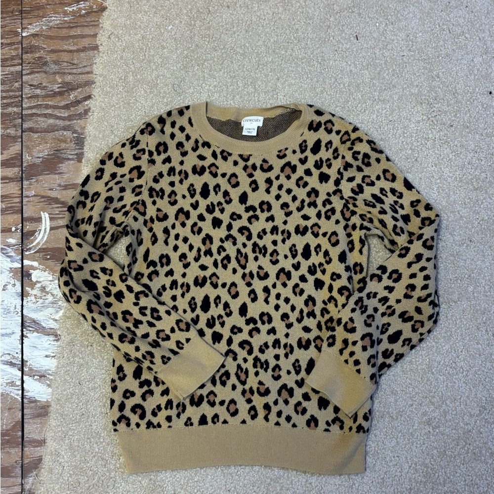 Crewcuts leopard sweater L (10-11)